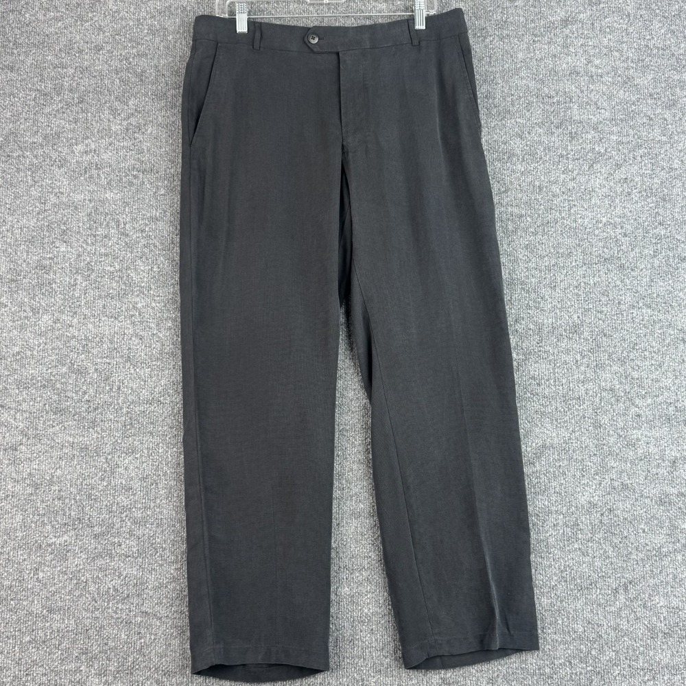 Armani Collezioni Dress Pants Mens 34 Gray Micro Houndstooth Casual Trousers